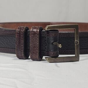 Allen Edmonds Men 42 Belt Black and Brown Leather Made In USA Casual Dress 99701